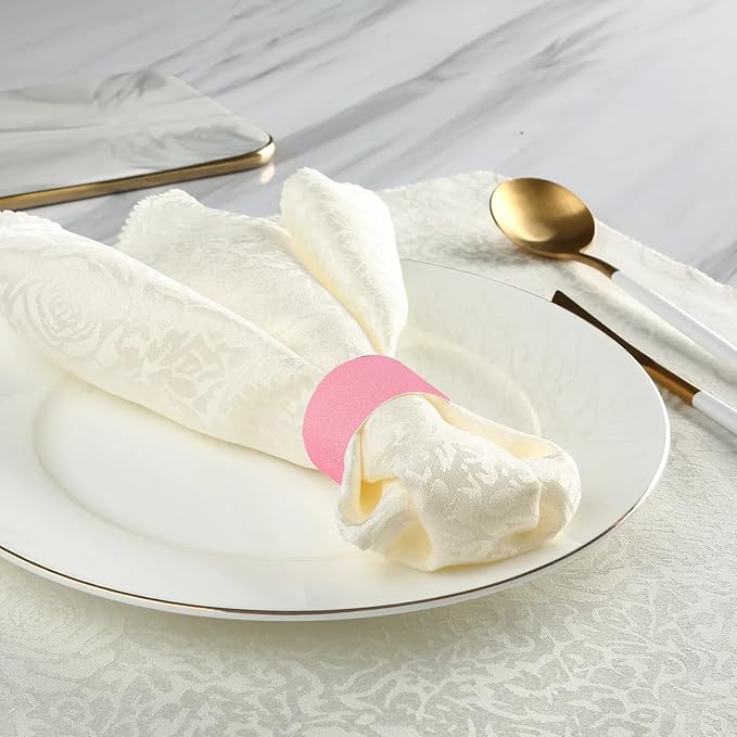 Germiwipe Paper Napkin Band Box of 500,Napkin Rings Self Adhesive,Silverware Wraps Bands Perfect for Birthday Parties, Weddings, Family Reunion & Events(Pink-500pcs)