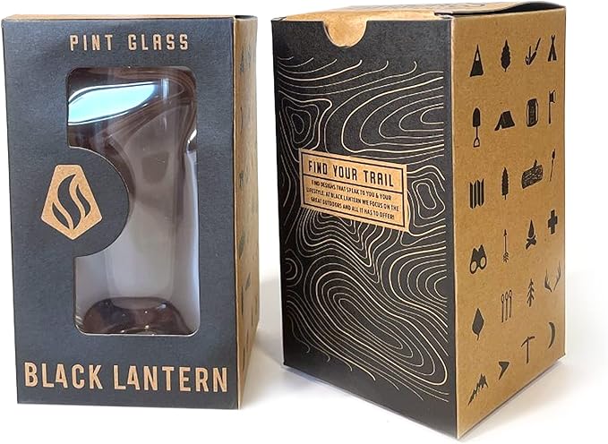 Black Lantern Nature Themed Pint Glasses Set of 2 – Pint Glasses in Unique Designs for Craft Beer Enthusiasts - (Set of Two 16oz. Glasses) - Beer Glasses for Nature Lovers (Stars & Night Landscape)