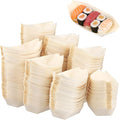 400 PCS Wood Boat Plates, 4 Inch Disposable Wood Sushi Boats Serving Tray, Wooden Food Boat for Appetizer Sushi Dessert Buffet Snacks