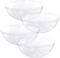 PLASTICPRO Disposable Round Serving Bowls, Party Snack or Salad Bowl, Plastic Crystal Clear Pack of 4 (X Large Bowls, 4)