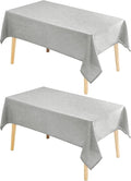 Hiasan 2 Pack Faux Linen Rectangle Tablecloth - Wrinkle and Stain Resistant Washable Table Cloth for Kitchen Dining Room Holiday Table Cover for Party Dinner, Light Grey, 90 x 156 Inch