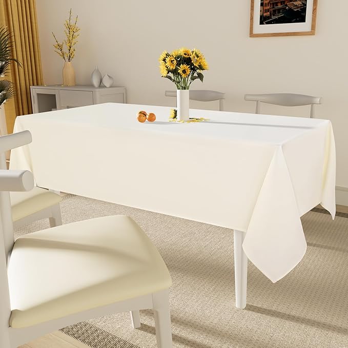 Smiry Rectangle Table Cloth, Waterproof Anti-Scratch Polyester Tablecloth, Decorative Washable Fabric Table Cover for Dining, Buffet, Parties and Outdoor, 60x102, Beige