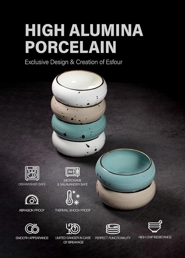 Small Hand Craft Dessert Bowls - 13.5oz, Set of 6 - Microwave, Oven, Dishwasher Safe, Ice Cream,Soup,Snacks, Rice, Cereal, Chili, Side Dishes, Dips, Ideal Gift - Natural Assorted Color