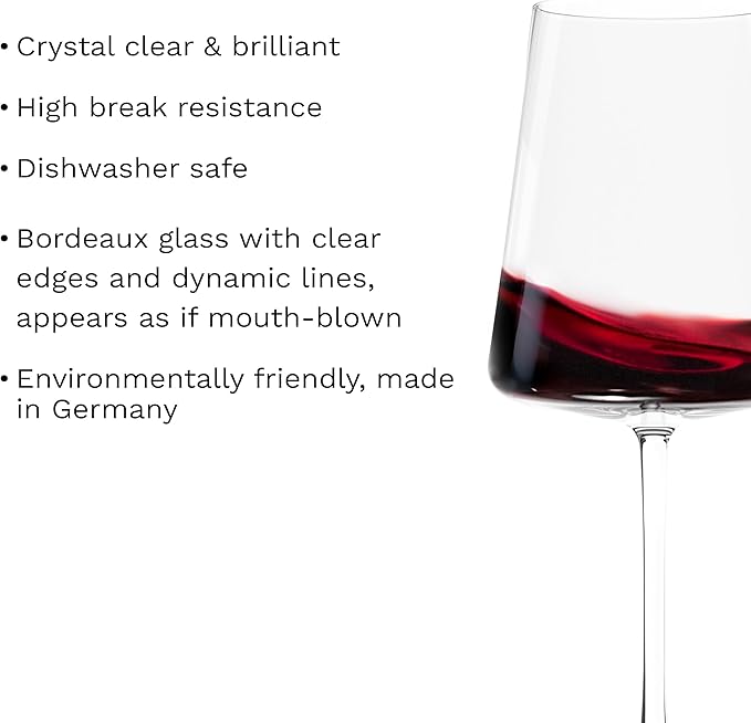 Stölzle Lausitz Bordeaux Glasses Power Set of 6, 22 oz – Premium Wine Glasses Ideal for Bordeaux – Modern Crystal Bordeaux Goblets for Maximum Flavor – Dishwasher- & Shock-Resistant