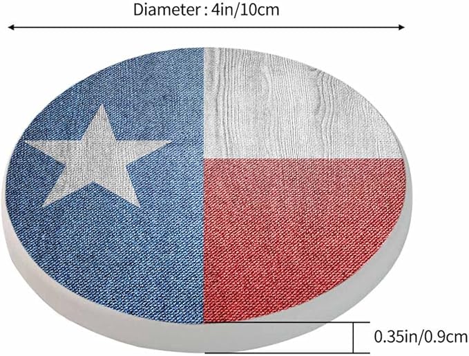 Texas Flag Coasters for Drinks Red White and Blue Board Texture Wooden Style Patriotic for Tabletop Protection Coffee Table Living Room Kitchen Office Home Decor 2 Pcs,4 Inch