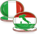 50Pcs Italian Flag Oval Paper Plates 10" x 12" Large Heavy Duty Italian Flag Disposable Dinner Plates Red White and Green Dessert Platters for Pizza Baby Shower Family Gathering Party Decorations
