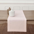 Solino Home Linen Pink Table Runner 60 Inches - Classic Hemstitch, 100% Pure Linen Coffee Table Runner 14 x 60 Inch Ideal for Dresser Tables - Valentines, Spring, Easter