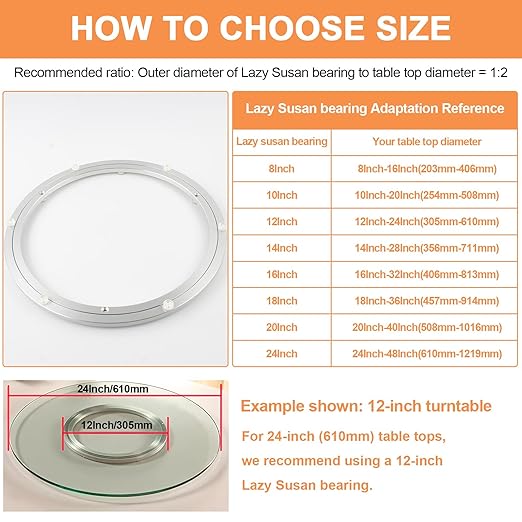 TamBee 14 Inch Lazy Susan Hardware Aluminum Bearing Metal Rotating Turntable Bearing Swivel Plate Hardware Lazy Susan Bearing Lazy Susan Parts Lazy Susan Mechanism Lazy Susan Kit Lazy Susan Base Only