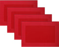 Vinyl Placemats Heat-Resistant Table Mats Washable Easy Clean Plastic Placemats for Dining Table Set of 4 (Red)