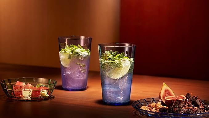 SCANDINOVIA - 19oz Unbreakable Premium Drinking Glasses Set of 6 - Super Grade Acrylic Plastic - Perfect for Gifts - Dishwasher Safe - Stackable - Drinkware Cups Reusable Water Tumbler