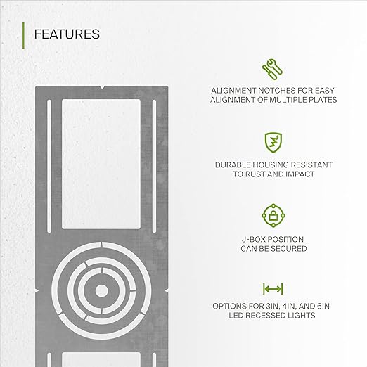 ASD 12 Pack New Construction Mounting Plate with Symmetric Round Hole - 3-4-6" Flat Steel Rough-in Wafer Light Bracket, LED Recessed Lighting Housing