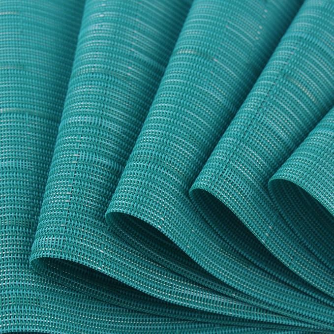 Vinyl Placemats,Washable Table Mats Easy to Clean Woven Placemats for Dining Table Set of 4 (Cyan Blue)