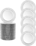 100 PCS Antique Charger Plates Bulk, 13 Inch Round Textured Edge Plastic Dinner Chargers, Bulk Plastic Charger Plates Set for Wedding, Party, Table Decor (Silver)
