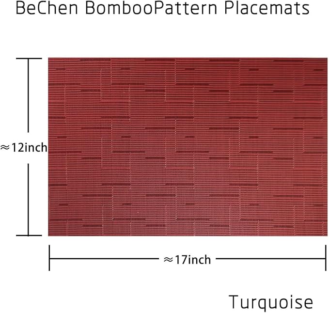 Vinyl Placemats,Washable Table Mats Easy to Clean Woven Placemats for Dining Table Set of 4 (Burgundy Red)