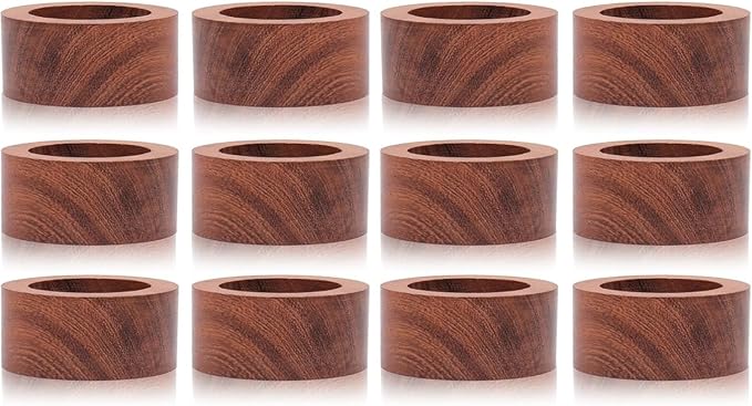 Wood Napkin Rings Set of 12 Napkin Holders Buckles for Dining, Anniversary, Birthday, Dinner, Christmas, Party of Table Setting