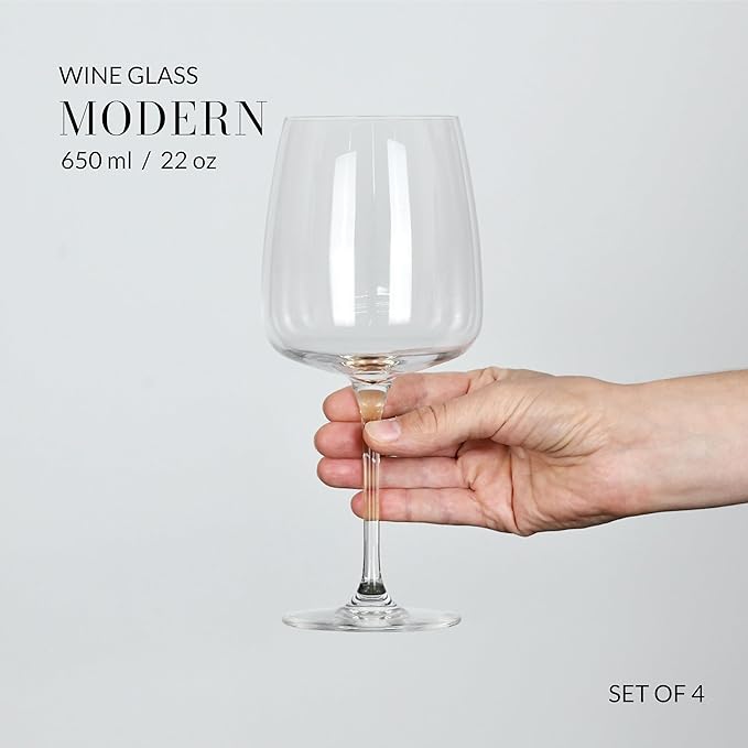 Krosno Large White Wine Glasses, Set of 4, 16.2 oz, Modern Collection, Premium Crystalline Glass, Perfect for Everyday, Dishwasher Safe, Made in Europe