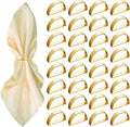 32 Pcs Matt Gold Napkin Rings - Metal Napkin Ring,Stainless Steel Napkin Rings for Table Settings Wedding Christmas Party Dinner Table(Semicircle)