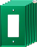 LIDER Decorator Wall Plate, Temperature/Impact Resistant, Mirrored, Plexiglass Outlet/Light Switch Cover, Acrylic glass, Reflective Finish, Modern Upgrade, Oversized 1-Gang 5.25" x 3.44" Green 5 Pack