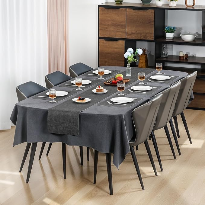 Myir JUN Placemats Dual Sided, Faux Leather Place Mats Set of 6 Indoor for Dining Table Outdoor Placemat Square Non-Slip Washable Table Mats (Gray, Set of 6)