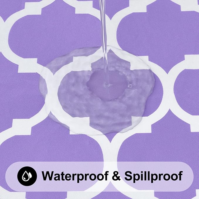 Smiry Rectangle Table Cloth, Waterproof Vinyl Tablecloth with Flannel Backing for Rectangle Tables, Wipeable Spillproof Plastic Tablecloths for Dining, Camping, Indoor and Outdoor, (54"x78", Lavender)