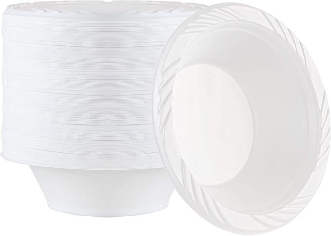 100 Count Disposable 12 ounce White Plastic Soup Bowls