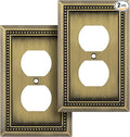 Henne Bery Sunken Pearls Heavy Duty Decorative Wall Plate Switch Plate Outlet Cover (Single Duplex, 2 Pack, Antique Brass)
