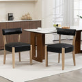 Modern Dining Chairs Set of 2 – Mid-Century Modern Faux Leather Upholstered Kitchen & Dining Room Chairs with Curved Back, Oversized Rounded Seat, Sturdy Wood Frame, Black
