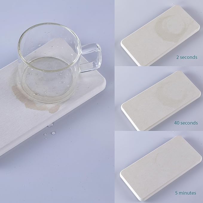 Set of 4 Water Absorbent Diatomite Coasters, Diatomaceous Earth Kitchen Soap Dish, Bathroom Trays, Water Absorbing Stone Used for Hand Soaps & Plants & Toiletries in The Modern Home