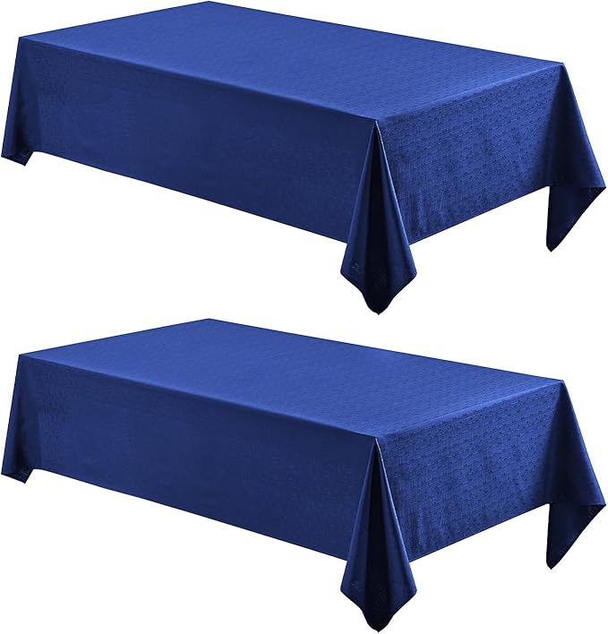 2 Pack Rectangle Tablecloth, 60x84 inch, Water Resistant Wrinkle Free Linen Textured Table Cloth Washable, Decorative Fabric Table Cover for Dining, Party and Camping, Royal Blue