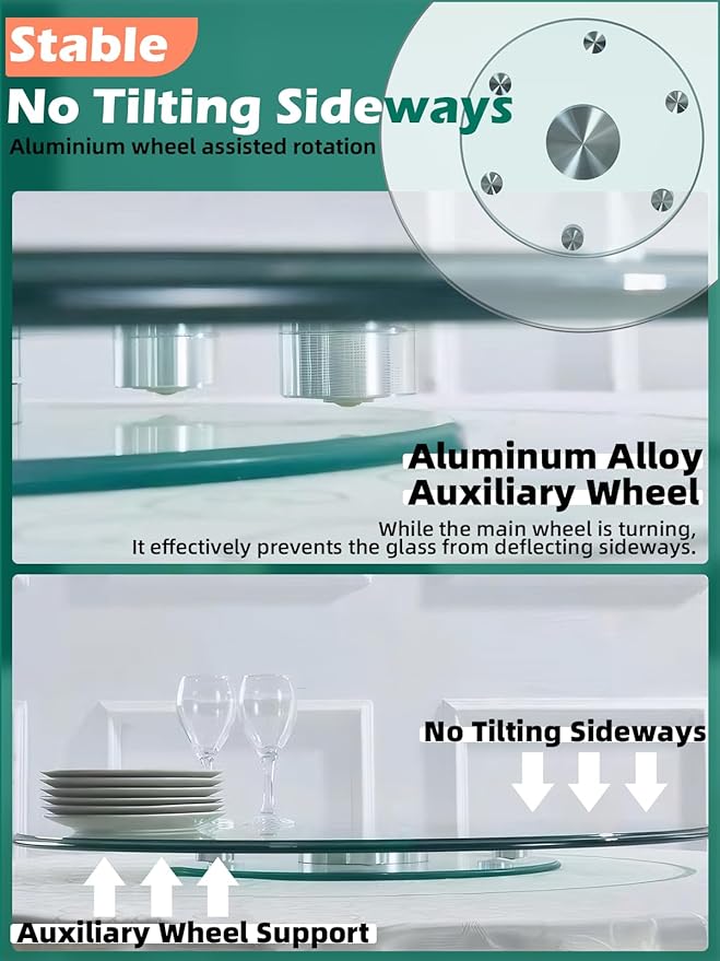 30.7 inch Lazy Susan for Table Top Tempered Glass Rotating Serving Tray for Dining Table, Kitchen Lazy Susan Organizer Spinning Rotating Food Server Party Centerpieces Heavy Duty