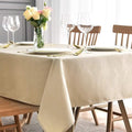 maxmill Jacquard Tablecloth Swirl Design Water Resistance Antiwrinkle Heavy Weight Soft Table Cloth for Buffet Banquet Parties Event Holiday Dinner Rectangle 60 x 84 Inch Beige