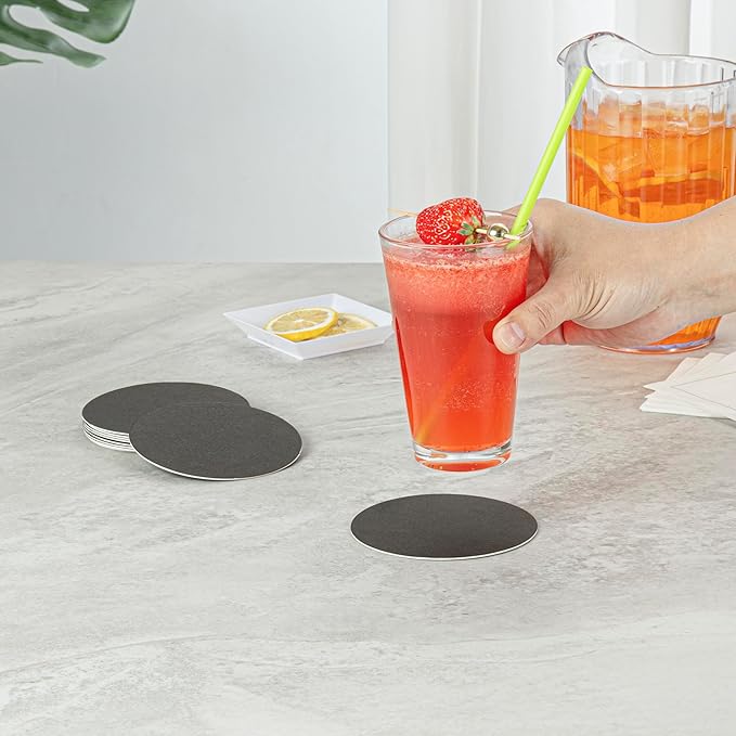Restaurantware Paper Coasters 1000 Pack of 4 Inch Disposable Beverage Coasters Absorbent for Hot and Cold Drinks Black Coffee Cup Essentials for Table Decor, Kitchen, Home Patio or Living Room