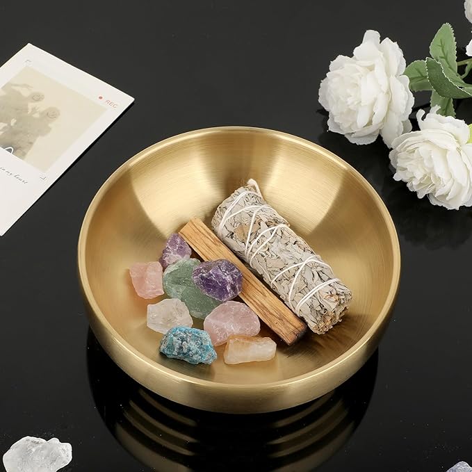Key Bowl for Entryway Table Decorative Key Dish for Organizing Tabletop Catch All Bowl Gold Fruit Bowls for Kitchen Counter, Coffee Table,7.4 Inches