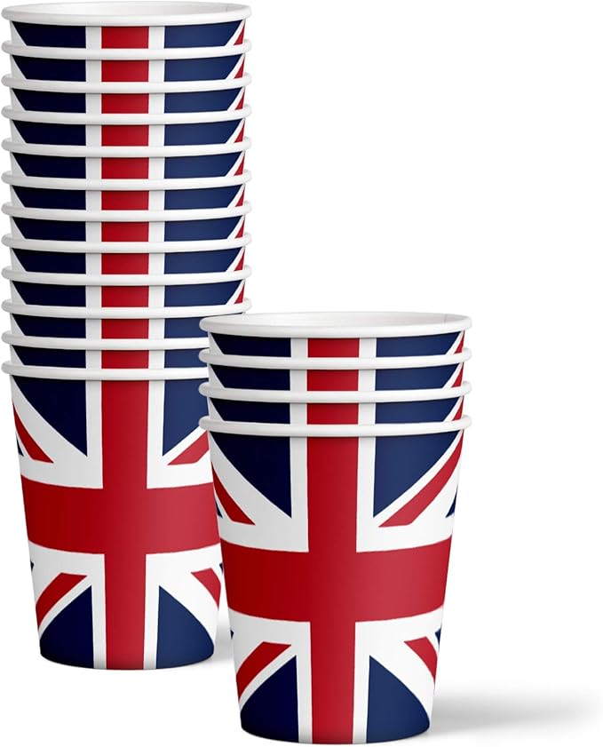 Britain UK England British Flag Birthday Party Supplies Set Plates Napkins Cups Tableware Kit for 16