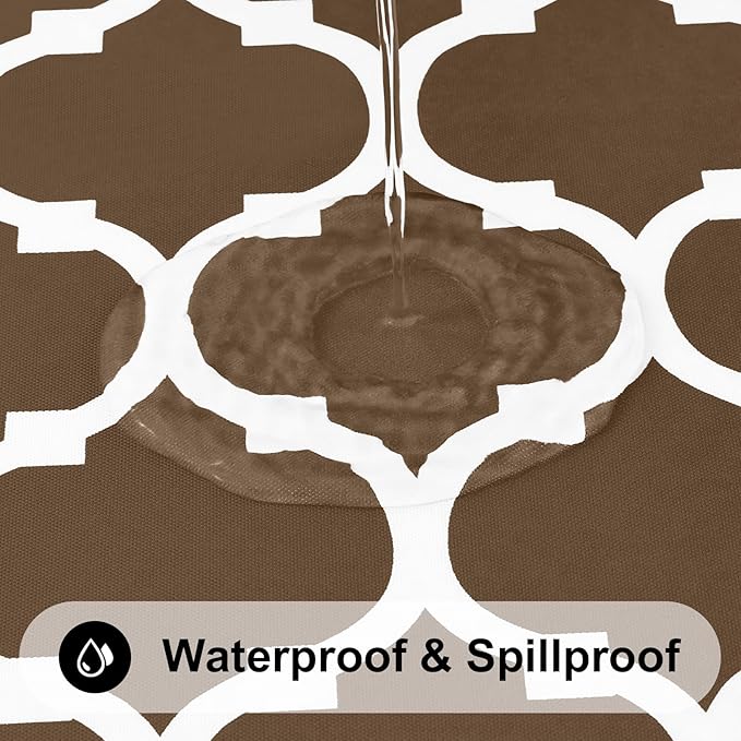 Smiry Rectangle Table Cloth, Waterproof Vinyl Tablecloth with Flannel Backing for Rectangle Tables, Wipeable Spillproof Plastic Tablecloths for Dining, Camping, Indoor and Outdoor (60"x120", Brown)