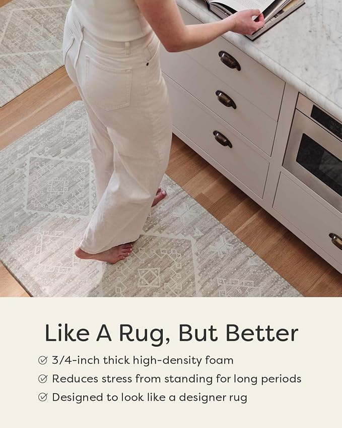 House of Noa Nama Standing Mat – Anti-Fatigue Cushioned Kitchen Mats for Floor | Ergonomic Bounce-Back Foam Kitchen Mats | Anti-Fatigue Mats for Kitchen & Standing |Reese Ash | 22" x 36"