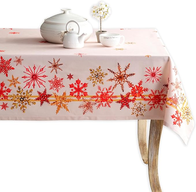 Maison d' Hermine Table Cloth Square Table 100% Cotton 54 x 54 Inches Fall Tablecloth Reusable Everyday Use for Thanksgiving Christmas Decorations Dining Farmhouse Party (Crystal Star)