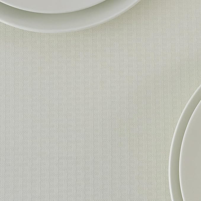maxmill Square Jacquard Tablecloth Waterproof Spillproof Wrinkle Resistant Soft Weaved Design Table Cloth for Dinner and Party Washable Fabric Cover, Indoor and Outdoor Use, 60 x 60 Inch, Ivory