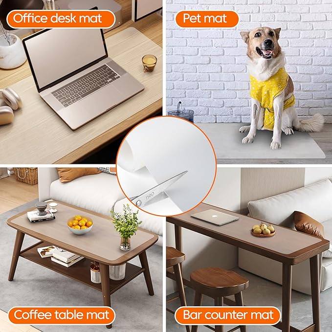 Extra Large Silicone Mat for Kitchen Counter,20"x80" Heat Resistant Mats for Countertop,New Skin-Friendly Material Quartz Countertop Protector Mats,Freely Cuttable (Translucent,1.6 mm Thick)