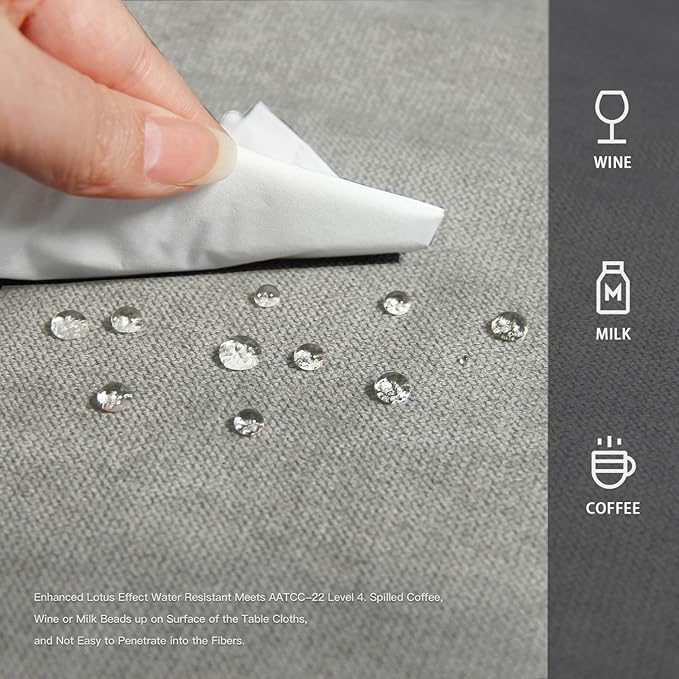 BALCONY & FALCON Rectangle Tablecloth Washable Wrinkle Resistant and Water Proof Table Cloth Decorative Linen Fabric Tablecloths for Dining Parties Kitchen Wedding and Outdoor Use (Opal Gray, 57x118)