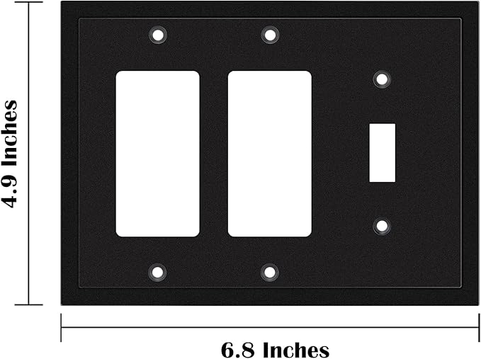 Henne Bery Modern Edge Decorative Wall Plate Switch Plate Outlet Cover, Durable Solid Zinc Alloy (Single Toggle/Double Decorator, Matte Black)