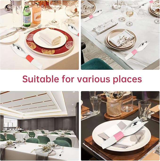 Germiwipe Napkin Band Pack of 2,500,Napkin Rings Self Adhesive,Silverware Wraps Bands, Perfect for Christmas Birthday Parties, Weddings, Family Reunion & Events(Red,2500pcs)