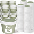 Fulmoon 100 Pack Paper Soup Containers with Lids Disposable Paper Food Containers with Vented Lid Kraft Ice Cream Cake Dessert Cups Soup Bowl for Party Hot Food Fruit Microwave(8 oz,Olive Green)