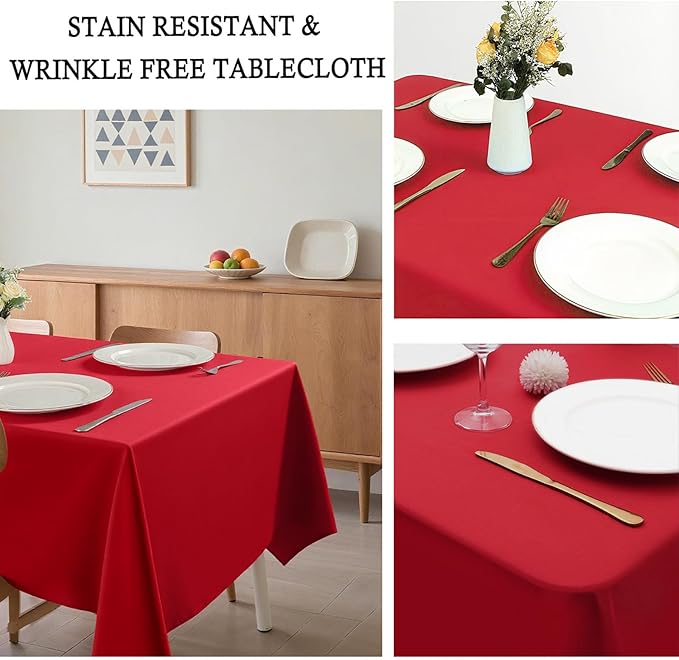8 Pack Red Tablecloth 60 x 126 Inch Rectangular Valentine’s Day Table Cloth for 8 Foot Rectangle Tables, Wrinkle Resistant Washable Polyester Fabric Table Covers for Party Banquet Buffet and Camping