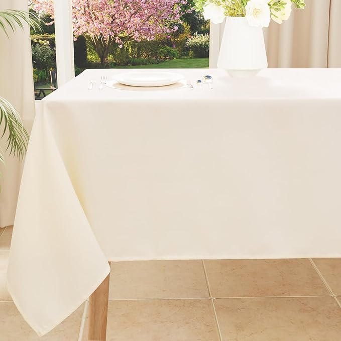 Smiry Rectangle Table Cloth, Waterproof Anti-Scratch Polyester Tablecloth, Decorative Washable Fabric Table Cover for Dining, Buffet, Parties and Outdoor, 54x78, Beige