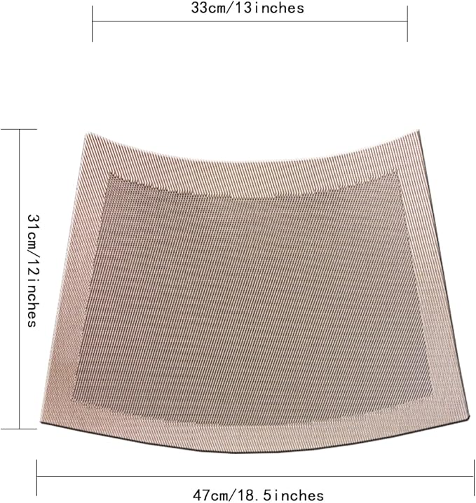 Wedge Shape Placemats for Round Dinner Table Woven Vinyl Wipe Clean Non Slip Plastic Table Mats Set of 4（Champagne）
