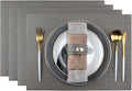 Placemats Set of 4 Faux Leather Waterproof Oil-Proof Wipeable Table Mats, Reversible Heat Resistant PU Place Mats for Kitchen Dining Table (13x18 Inch, Grey)
