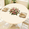 Round Spandex Tablecloth, Elastic Fitted Waterproof Tablecloths for 18"-24" Tables, Stretch Washable Picnic Table Cover for Camping, Dining, Indoor and Outdoor, Beige