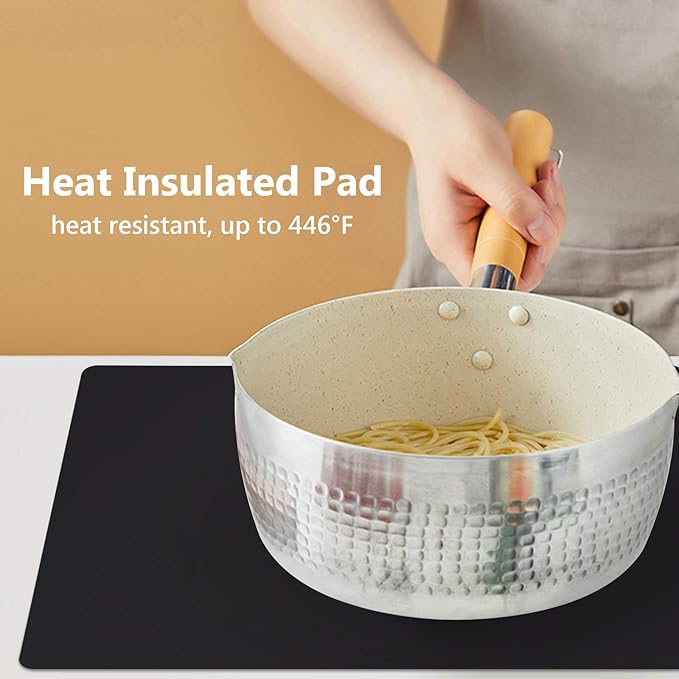 Gartful Silicone Mats for Kitchen Counter, Large Silicone Countertop Protector 25" by 17", Nonskid Heat Resistant Desk Saver Pad, Multipurpose Mat, Placemat, Black, 2PCS