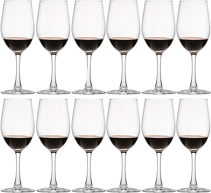 UMI UMIZILI 12 Ounce - Set of 12, Classic Durable Red/White Wine Glasses For Party